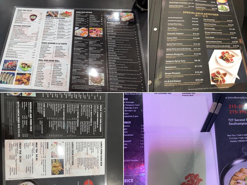 Ichiro Ramen and Sushi Menu