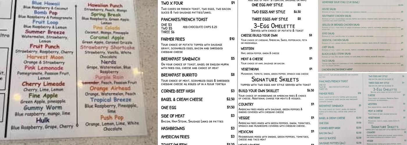 Stockton Pit Stop Menu