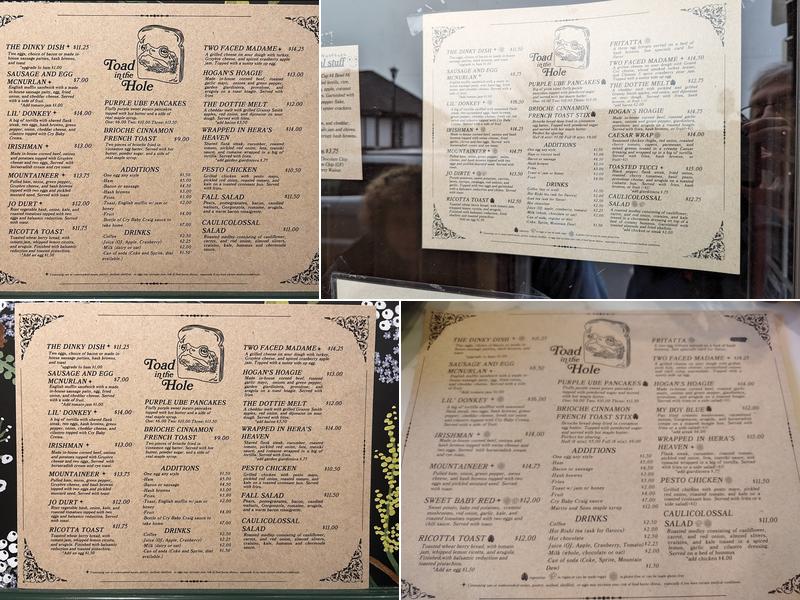 Toad in the Hole Menu