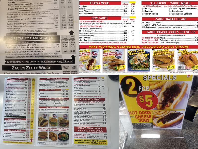 Zack's Hot Dogs (Garden Rd) Menu