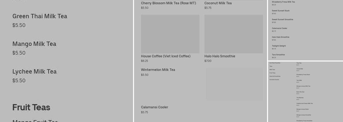 Auntea Boba Menu