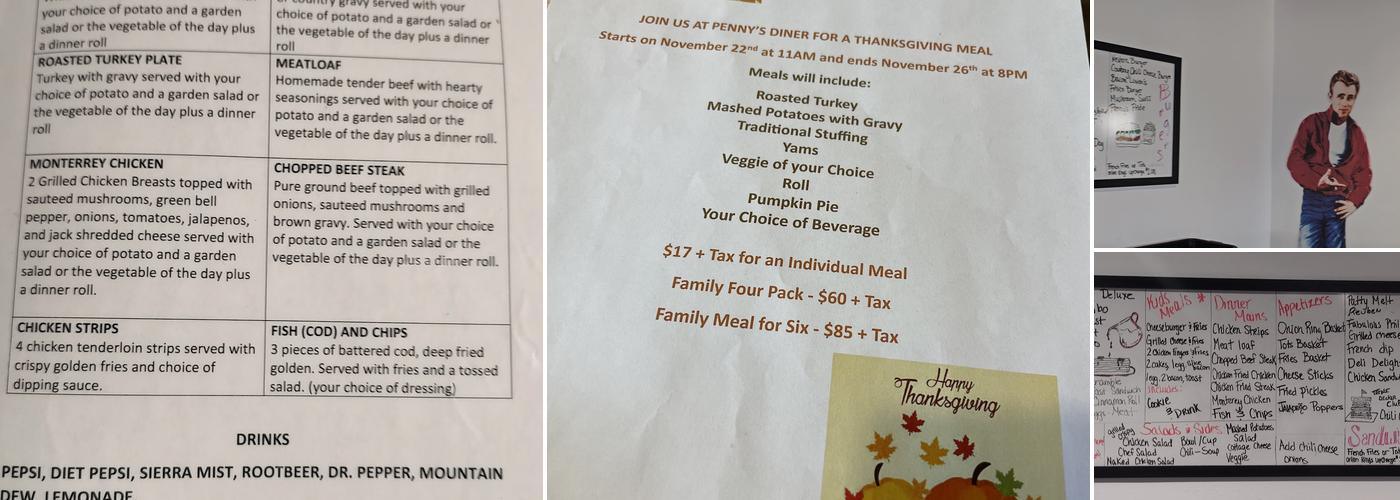 Penny's Diner Coffeyville Menu