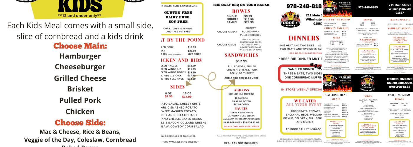 Code 1 BBQ Menu