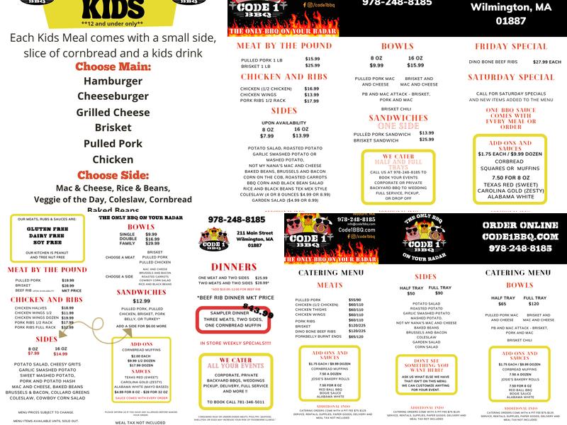 Code 1 BBQ Menu