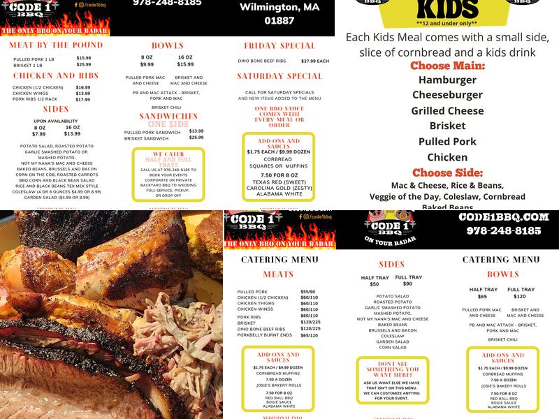 Code 1 BBQ Menu