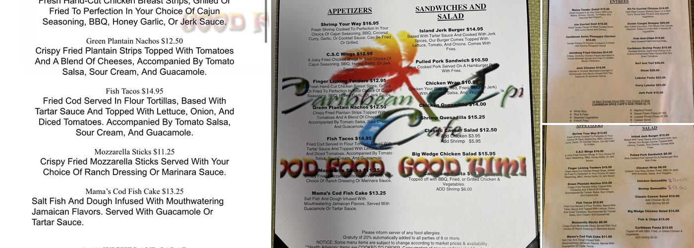 Caribbean Spice Cafe Menu
