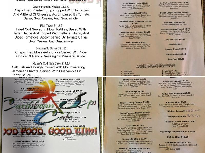 Caribbean Spice Cafe Menu