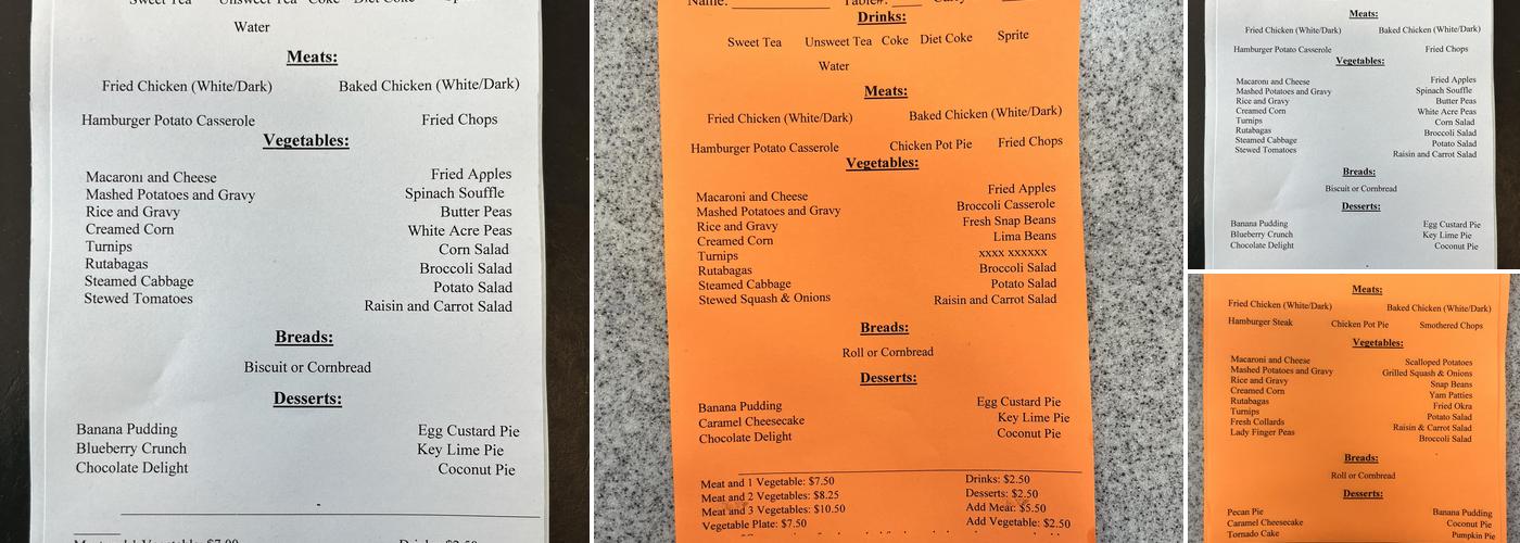 The Cornbread Cafe Menu