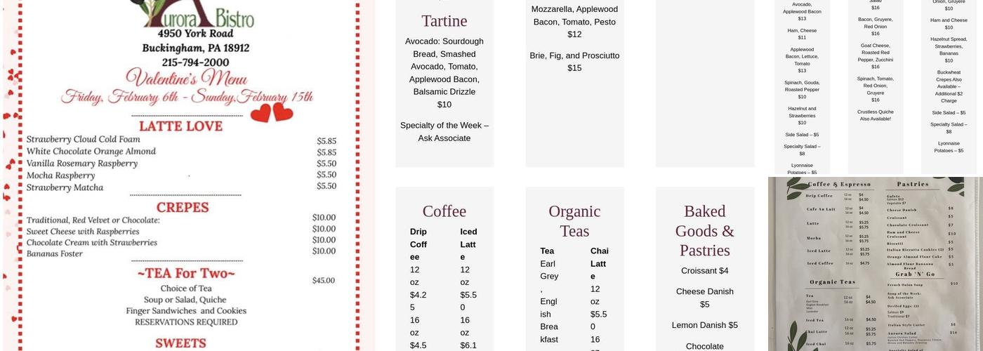 Aurora Bistro Menu