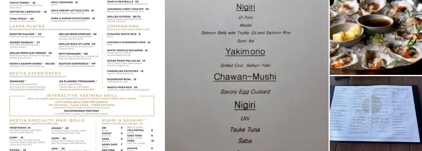 Hestia Rooftop Menu