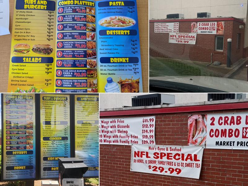 Nick's Gyros and Seafood Menu