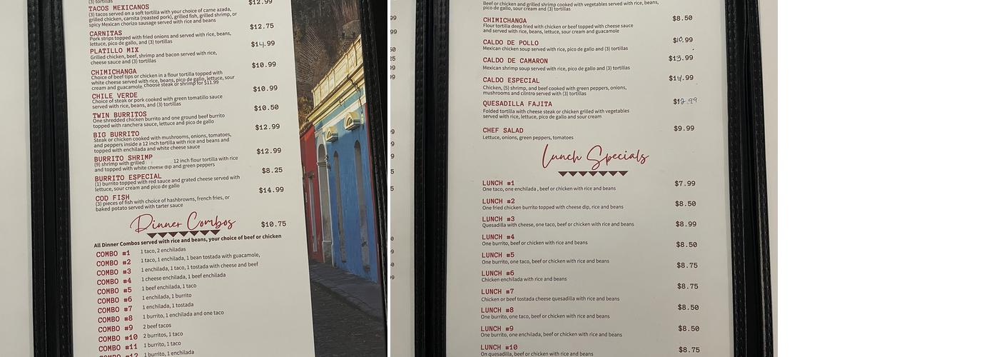 El Encanto Restaurant Menu