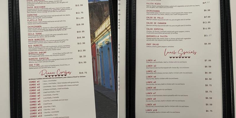 El Encanto Restaurant Menu