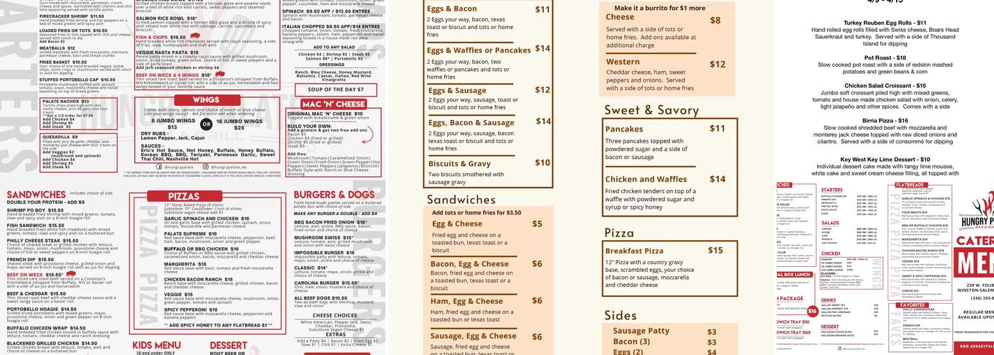 Hungry Palate Bar & Grill Menu