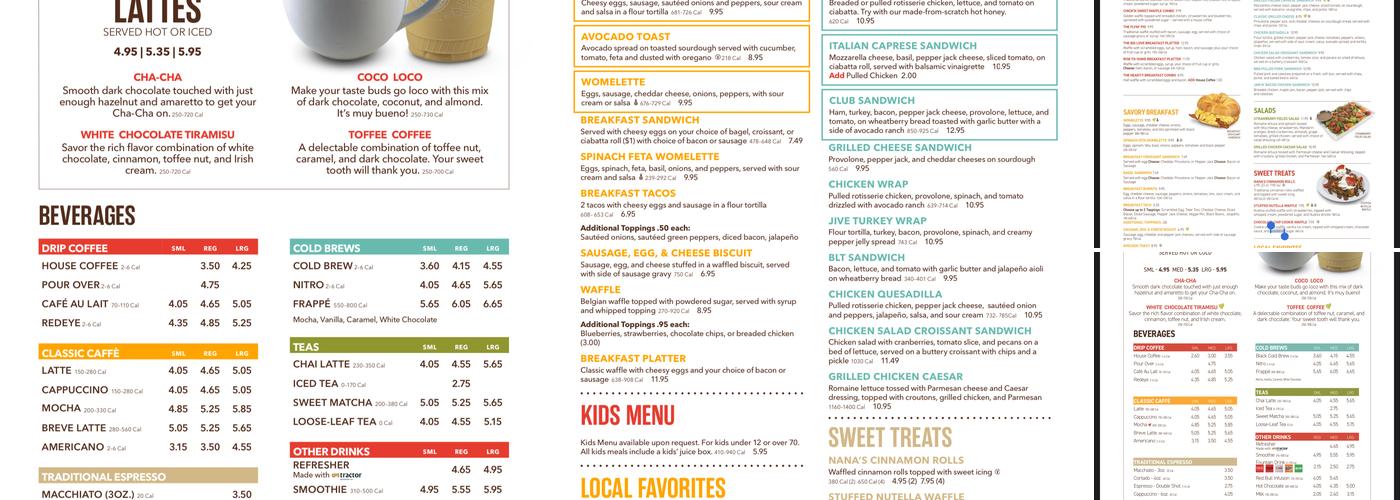 Just Love Coffee Cafe - Melrose Menu