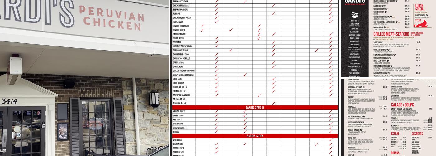 Sardis Pollo A La Brasa - Olney Menu