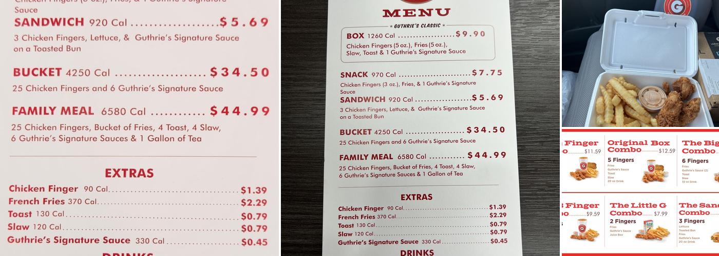 Guthrie's Menu