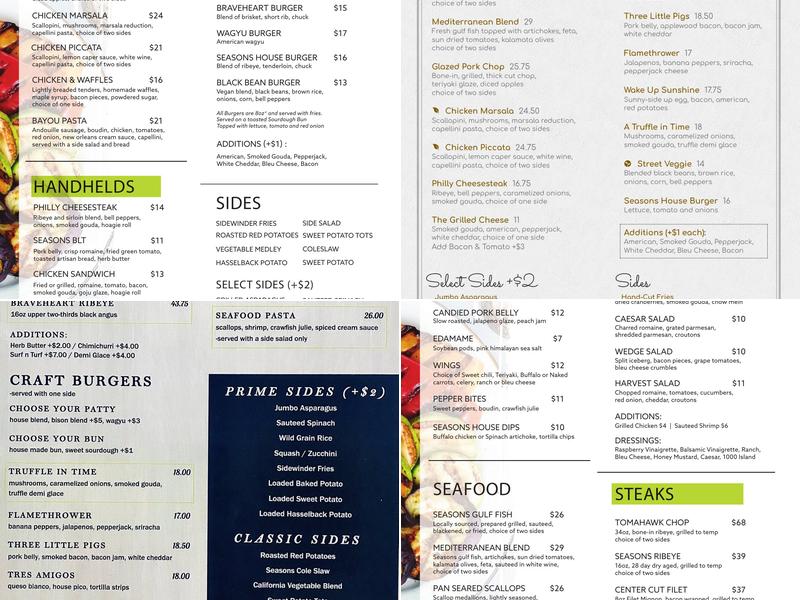 Seasons Restaurant Menu