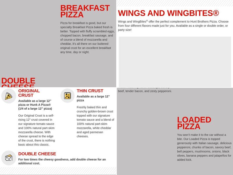 Hunt Brothers Pizza Menu