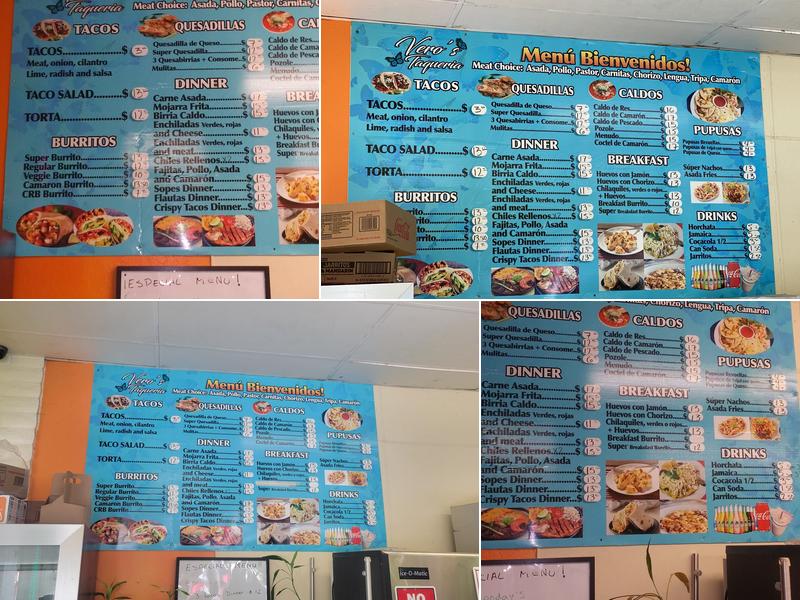 Vero's Taqueria Menu