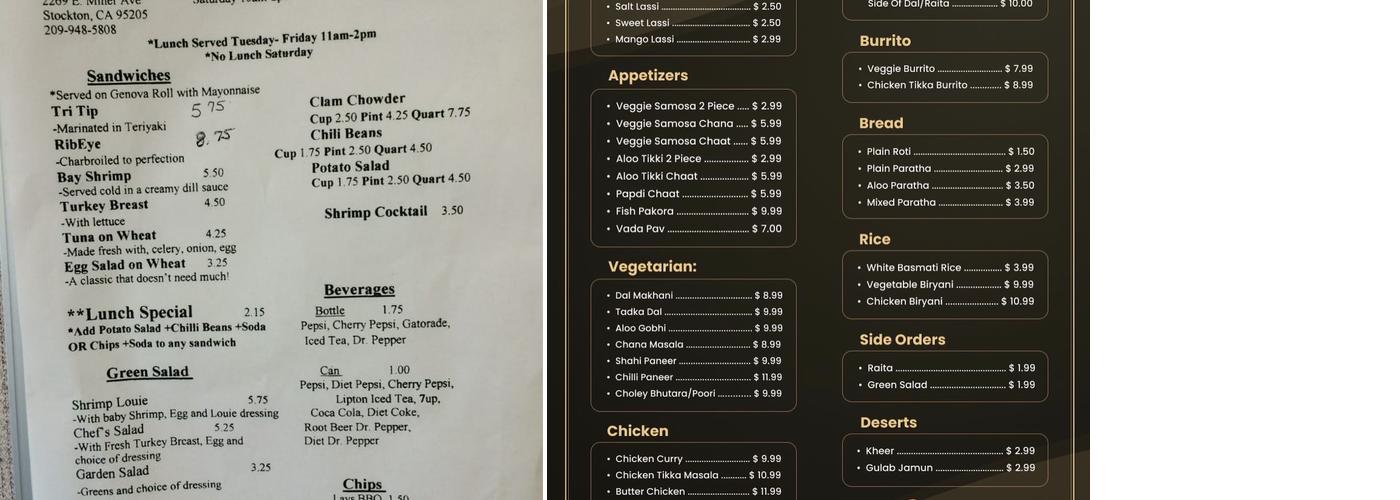 Curry Express Menu