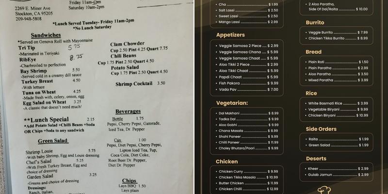 Curry Express Menu