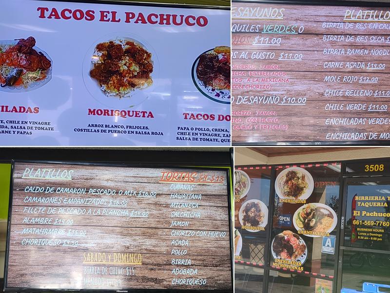 Birrieria y Taqueria El Pachuco Menu