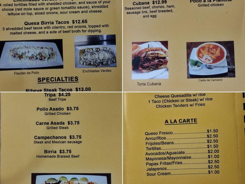 Casa Mexicana Taqueria Menu