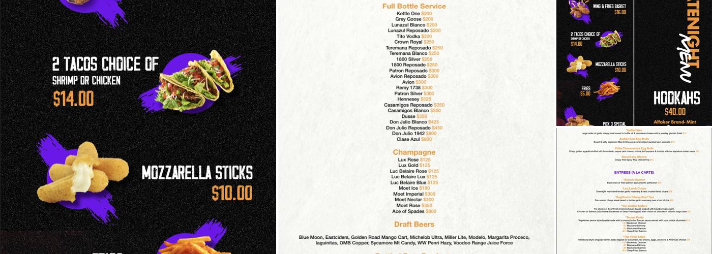 Zodiac Bar & Grill Menu