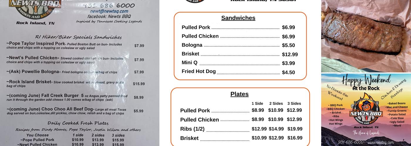 Newts Bbq Menu