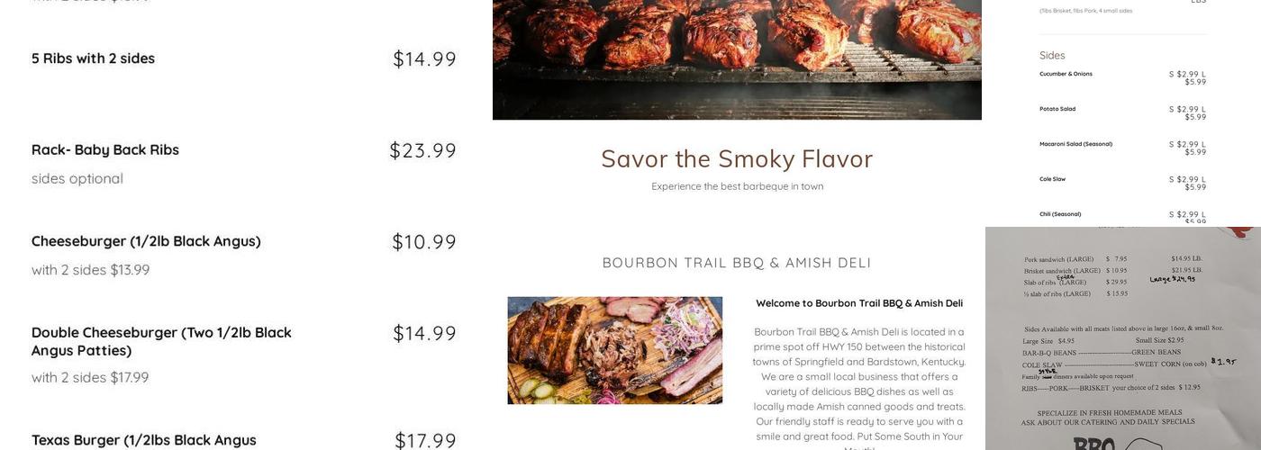 Bourbon Trail BBQ & Amish Deli Menu
