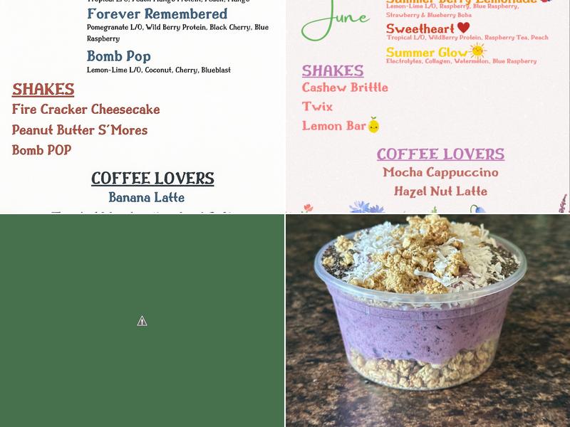 Excel Nutrition Menu
