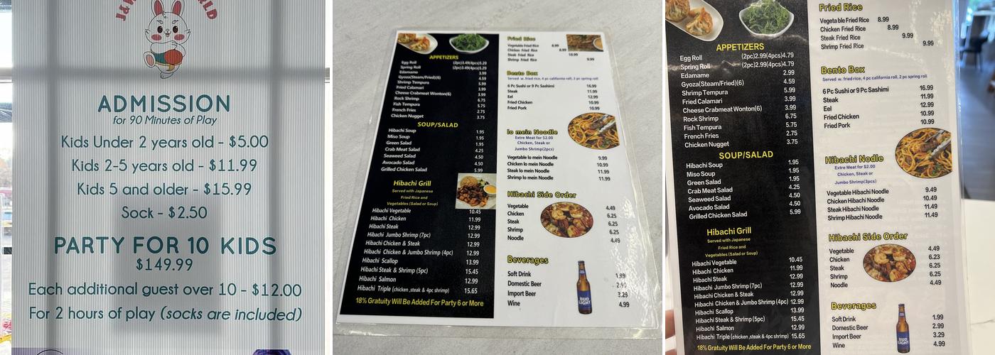 Bull's Hibachi & Sushi Menu