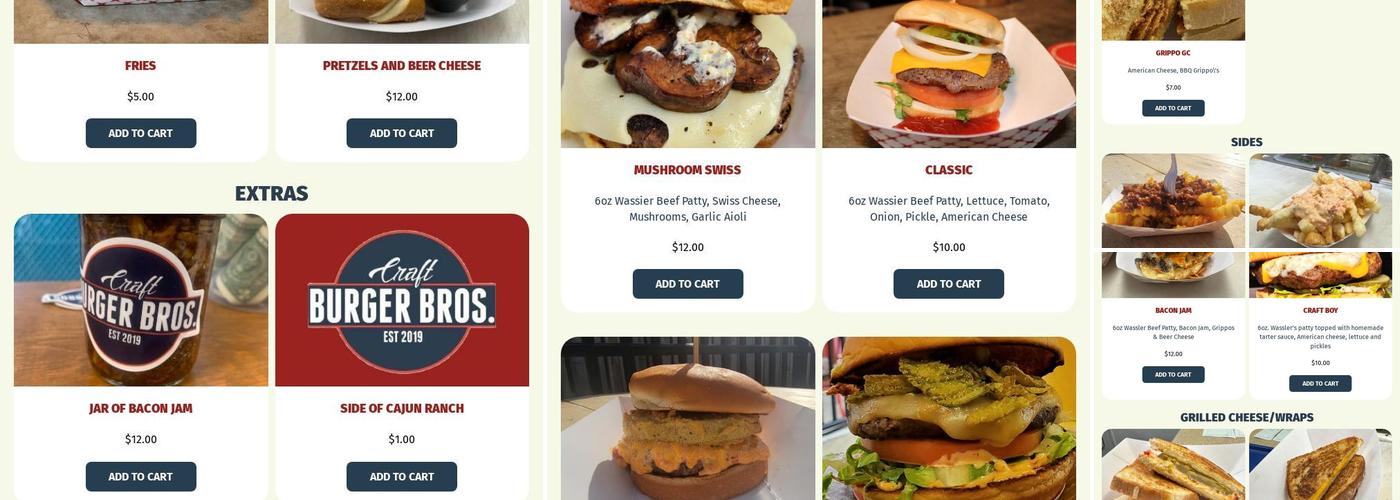 Craft Burger Bros Menu