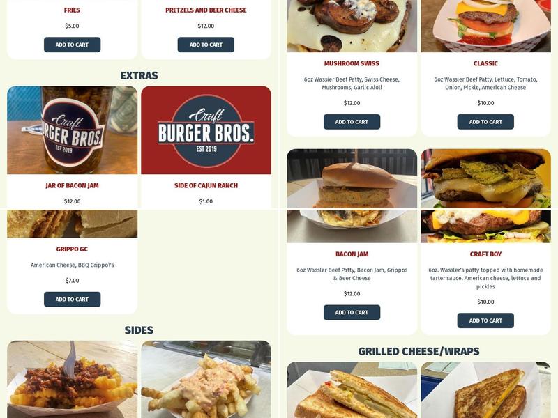 Craft Burger Bros Menu