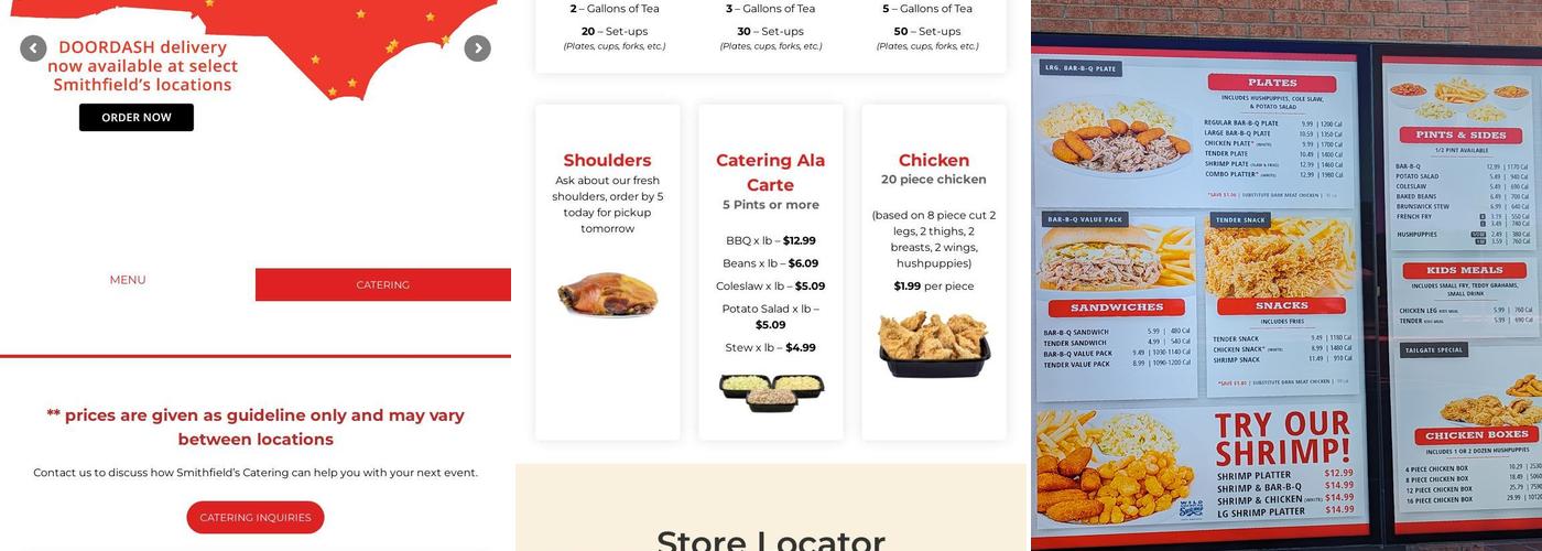 Smithfield's Chicken 'N Bar-B-Q Menu