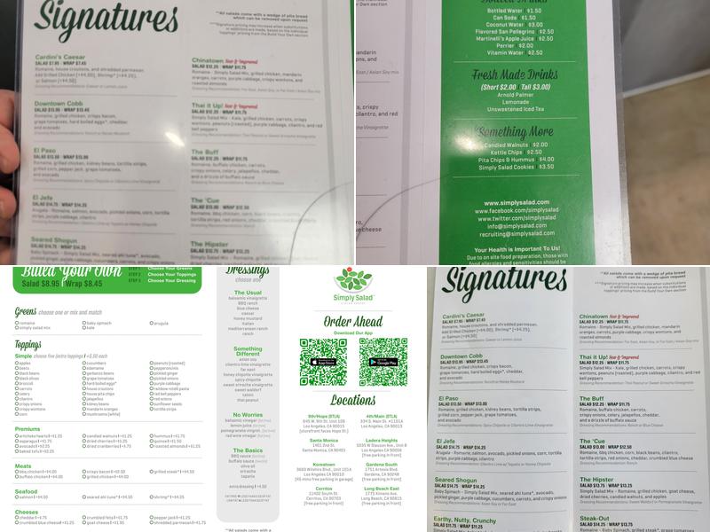 Simply Salad Menu