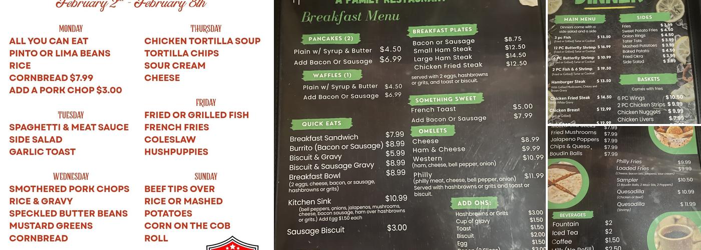 Dave's Diner Menu