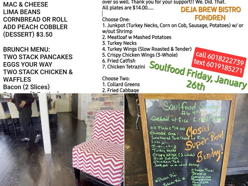 Deja Brew Bistro Fondren Menu