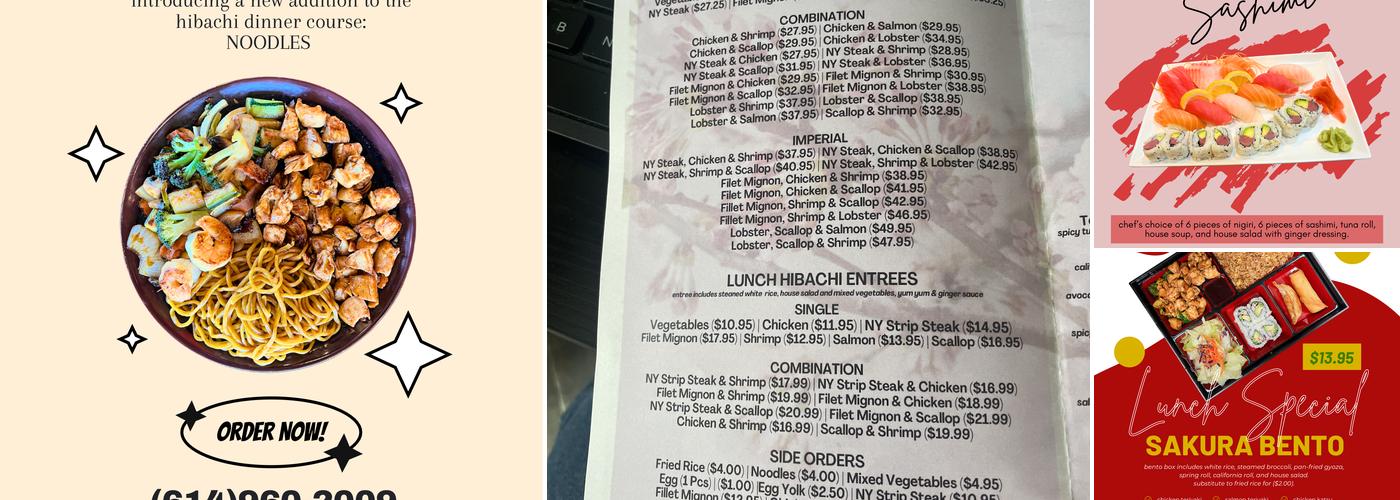 Sakura Japanese Steak House Menu