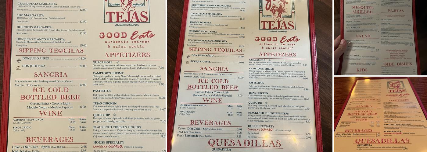 Jose Tejas Menu