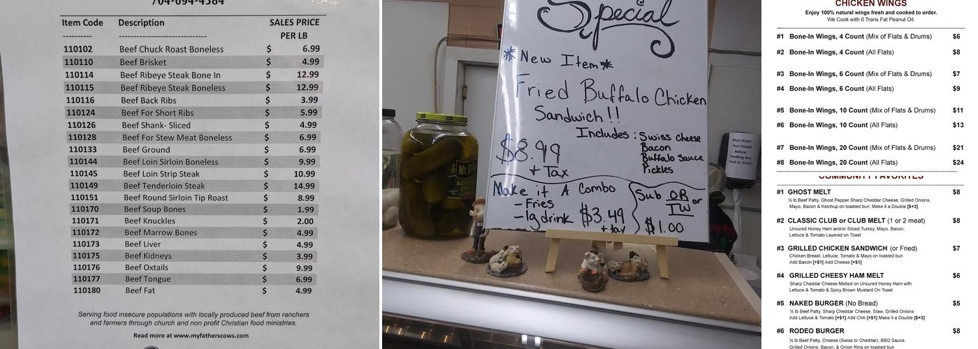 Rayfield Meat Center Menu