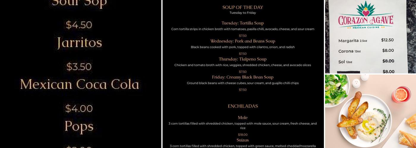 Corazon Agave - Mexican Cuisine Menu
