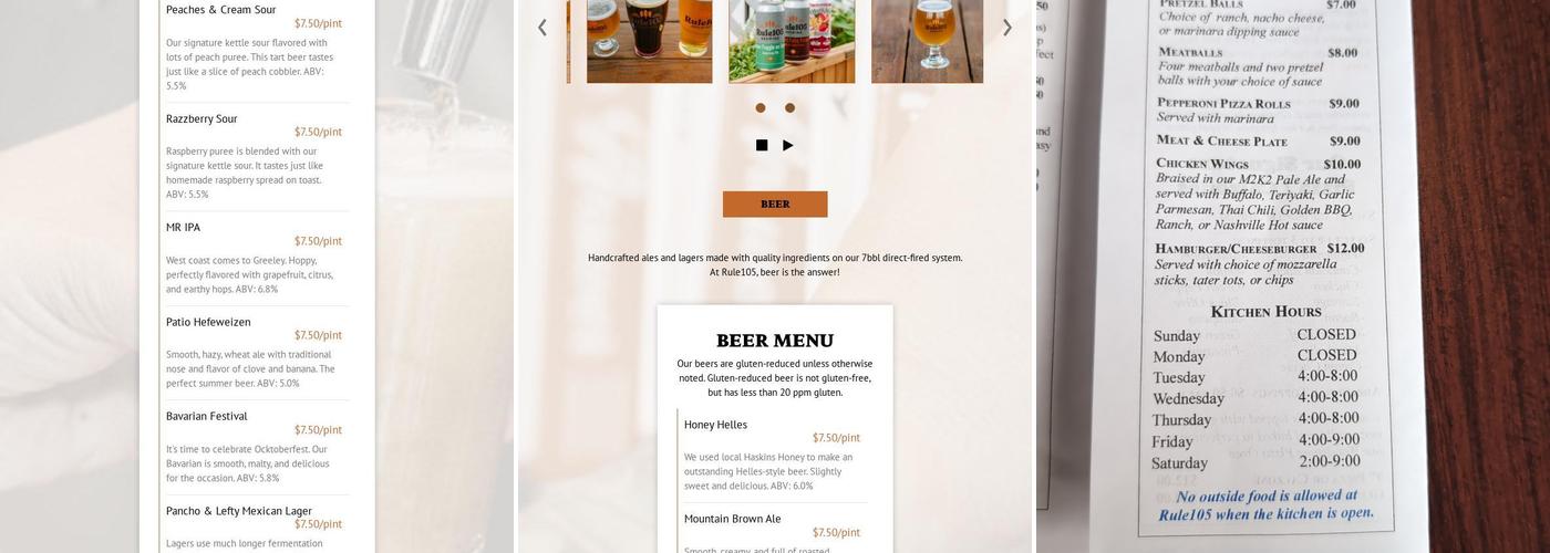 Rule105 Brewing Menu