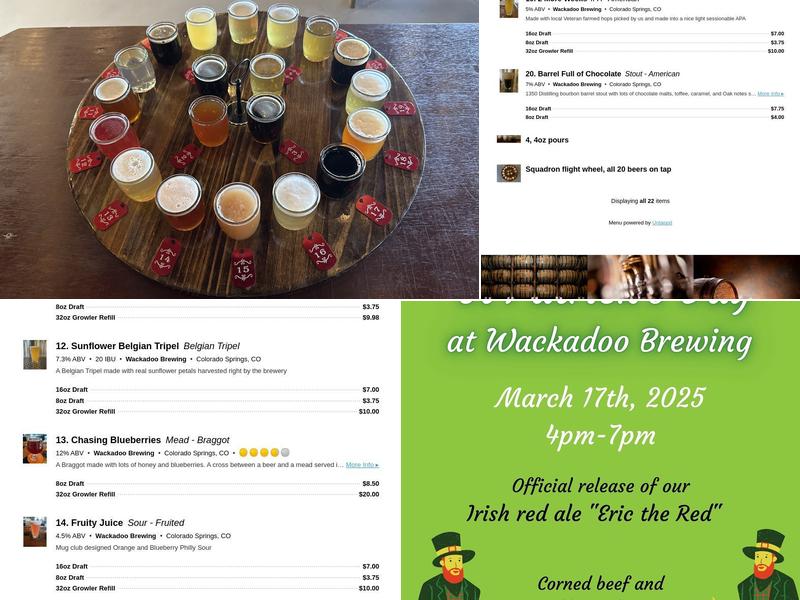 Wackadoo Brewing Menu