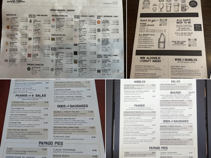 Papago Brewing Co. Menu