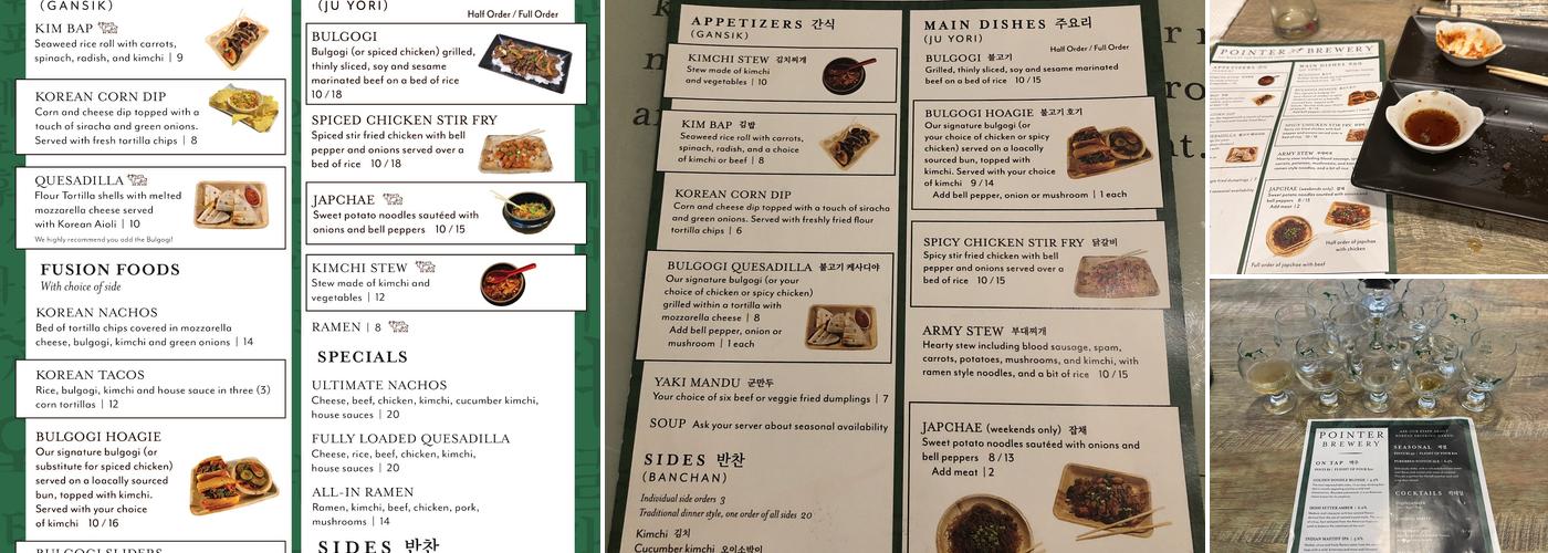 Pointer Brewery Menu