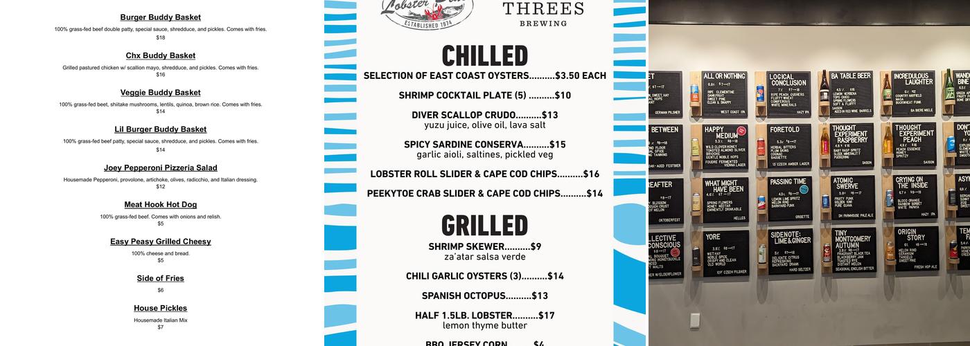 Threes Brewing Moynihan Station Menu
