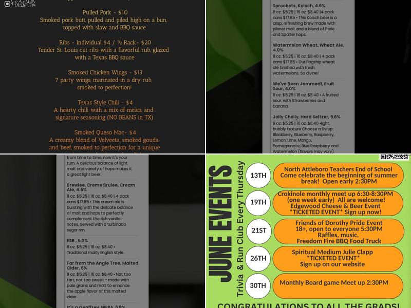 Angle Tree Brewery Menu