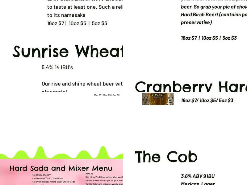 Anglesea Aleworks Menu